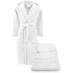 Peignoir en coton pour hommes et femmes avec capuche, nid d'abeille beeapone®, couleur blanche, séchage ... Peignoir en coton pour hommes et femmes avec capuche, nid d'abeille beeapone®, couleur blanche, séchage ...
