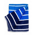 Serviette de plage en tissu ponge pur coton multiriga bleu grande taille cm. 90 x 165 et sac  dos de ...