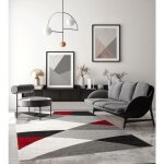 The carpet - pearl tapis salon court poil dense découpé gris rouge, 160x220 cm The carpet - pearl tapis salon court poil dense découpé gris rouge, 160x220 cm