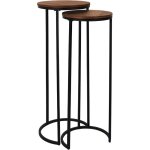 The home deco factory - lot de 2 sellettes rondes effet bois et noir - vahina The home deco factory - lot de 2 sellettes rondes effet bois et noir - vahina