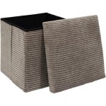 The home deco factory - coffre de rangement cube 38 cm en velours c�tel� taupe - tako