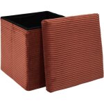 The home deco factory - coffre de rangement cube 38 cm en velours c�tel� terracotta - tako