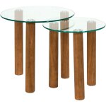 The home deco factory - table gigogne ronde en verre tremp� clara (lot de 2)