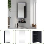 The living store - armoire de bain � miroir d'angle gris 30x24x60 cm - meuble de salle de bain - armoire ...
