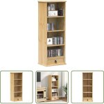 The living store - armoire � cd corona 40x30x110 cm bois de pin massif - biblioth�que - meuble tv - biblioth�q ...