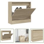 The living store - armoire � chaussures ch�ne sonoma 60x21x57 cm bois d'ing�nierie - meuble chaussure ...