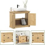 The living store armoire lavabo de salle de bain corona bois de pin massif - meuble lavabo - armoire ...