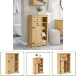 The living store - armoire de salle de bain corona 70x33x110 cm bois de pin massif - meuble de salle ...