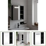 The living store - armoire de salle de bain � miroir avec led noir 45x13x52 cm - armoire salle de bain ...