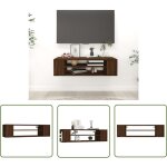 The living store - armoire tv suspendue chne marron 100x30x26, 5cm bois ingnierie - meuble tv suspendu ...