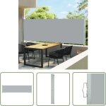 The living store - auvent latral rtractable de patio 600x160 cm gris - parasol - auvent de terrasse ...
