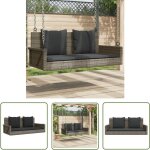 Balancelle avec coussins gris 119x56x48 cm r�sine tress�e - balancelle de jardin - banc de jardin - chaise ...