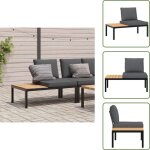 The living store - banc de jardin avec coussins noir aluminium - banc de jardin - meuble de jardin - ...
