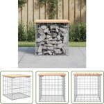 The living store banc de jardin design de gabion 43x44x42 cm bois massif de pin - banc de jardin - mobilier ...
