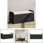 The living store - banc de rangement avec coussin noir 115x51x52 cm résine tressée - banc de jardin - ... The living store - banc de rangement avec coussin noir 115x51x52 cm résine tressée - banc de jardin - ...