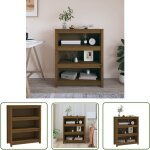 The living store bibliothque marron miel 80x35x97 cm bois de pin massif - bibliothque - meuble rangement ...