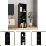 The living store - biblioth�que / meuble tv noir 36x30x114 cm bois d'ing�nierie - biblioth�que - �tag�re ...