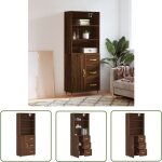 The living store buffet haut chne marron 69, 5x34x180 cm bois d'ingnierie - buffet design - meuble ...