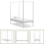 The living store cadre de lit  baldaquin sans matelas blanc mtal 100x200 cm - lit plateforme - lit ...