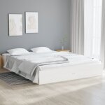 The living store - cadre de lit sans matelas blanc bois massif 140x190 cm - cadre de lit - lit double ...