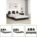 The living store - cadre de lit sans matelas noir et blanc 140x190 cm similicuir - lit double - chambre ...