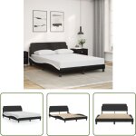 The living store - cadre de lit sans matelas noir et blanc 140x190 cm similicuir - lit double - cadre ...