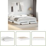 The living store - cadre de lit avec tiroirs sans matelas blanc 180x200 cm - cadre de lit - lit double ...