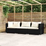 Canapé 3 places avec coussins noir résine tressée - canapé de jardin - salon de jardin - mobilier de ... Canapé 3 places avec coussins noir résine tressée - canapé de jardin - salon de jardin - mobilier de ...