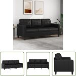 The living store canap  3 places noir 180 cm similicuir - canap trois places - canap noir - canap ...