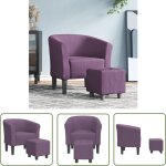 The living store chaise cabriolet avec repose - pied violet tissu - fauteuil convertible - fauteuil relax ...