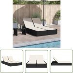 The living store chaise longue double avec coussins noir r�sine tress�e - chaises longues doubles - bain ...