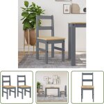 Chaises  manger lot de 2 panama gris bois massif de pin - chaise  manger - chaise de cuisine - chaise ...