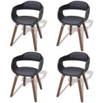 Chaises  manger lot de 4 noir bois courb et similicuir - chaise  manger - chaise de cuisine - chaises ...