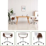 The living store chaise pivotante de bureau blanc bois courb� et similicuir - chaise de bureau - chaise ...