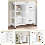 The living store chariot de cuisine monza 84x40x90 cm bois massif de pin - chariot de cuisine - chariot ...