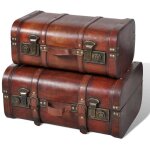 The living store - coffre de rangement vintage bois marron 2 pcs brun