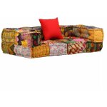 Coussins de sol poufs modulaire chaise longue en tissu 2 places en tissu patchwork dec021231