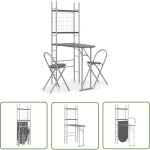 Ensemble à dîner pliant 3 pcs et étagère de rangement mdf acier - ensemble de salle à manger - meuble ... Ensemble à dîner pliant 3 pcs et étagère de rangement mdf acier - ensemble de salle à manger - meuble ...
