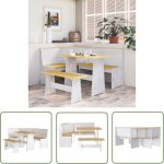 Ensemble  manger reine 3 pcs marron miel blanc bois pin massif - ensemble de salle  manger - meuble ...