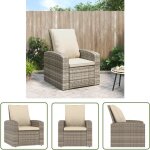 Fauteuil inclinable de jardin avec coussins marron clair rotin - fauteuil jardin - chaise relax - mobilier ...