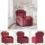 The living store - fauteuil de massage inclinable rouge bordeaux tissu - fauteuil inclinable - massage ...