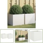The living store - jardini�res 2 pcs blanc 42x40x39 cm acier - jardiniere blanche - pot de fleurs ext�rieur ...