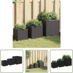 The living store - jardini�res d'ext�rieur 3 pcs noir r�sine tress�e - jardiniere exterieure - pot de ...