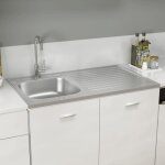 Jeu d'évier de cuisine et égouttoir argenté 1000x600x155mm inox - the living store Jeu d'évier de cuisine et égouttoir argenté 1000x600x155mm inox - the living store