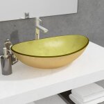 The living store - lavabo verre tremp 54, 5x35x15, 5 cm dor - lavabo en verre tremp - lavabo dor ...