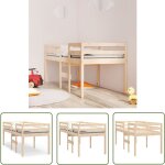 The living store - lit haut sans matelas 90x200 cm bois de pin massif - lit mezzanine - lit surlv ...