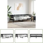 The living store - lit de jour sans matelas noir 90x190 cm bois de pin massif - lit de jour - canap ...