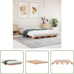 The living store - lit de palette sans matelas cire marron 140x200 cm pin massif - lit plateforme - lit ...