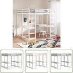 Lit superposé et bureau et échelle 180x200cm bois de pin massif - lit mezzanine - lit superposé - lit ... Lit superposé et bureau et échelle 180x200cm bois de pin massif - lit mezzanine - lit superposé - lit ...