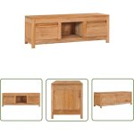 The living store - meuble tv 100x30x35 cm bois de teck massif - meuble tv - meuble tv colonial - meuble ...